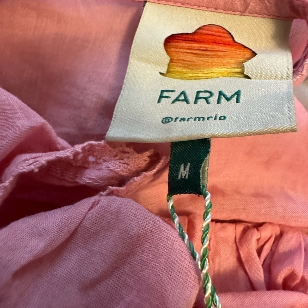 Farm Rio Anthropologie Blush Pink Wrap Blouse Top Size Medium - Picture 2 of 11